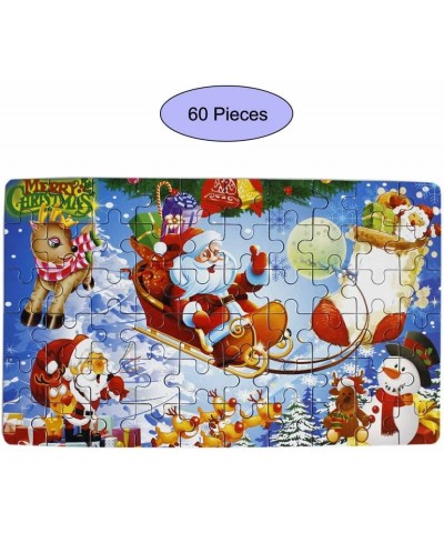 60 Piece Wooden Jigsaw Puzzle in an Box Merry Christmas Xmas Santa Claus Early Childhood Education Puzzle Wooden Cartoon Toys...