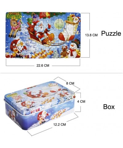 60 Piece Wooden Jigsaw Puzzle in an Box Merry Christmas Xmas Santa Claus Early Childhood Education Puzzle Wooden Cartoon Toys...