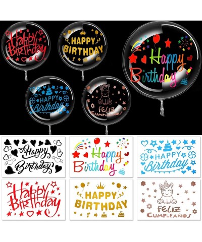 36 Pieces Clear Balloons DIY Transparent Balloons with Birthday Stickers Bobo Balloons for Stuffing LED Light Globos Transpar...