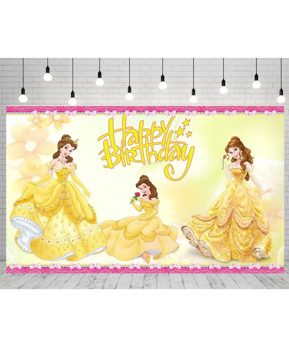 Yellow Princess Backdrop Birthday Party Supplies 5x3ft Beauty and The Beast Photo Backgrounds Princess Belle Theme Baby $15.0...