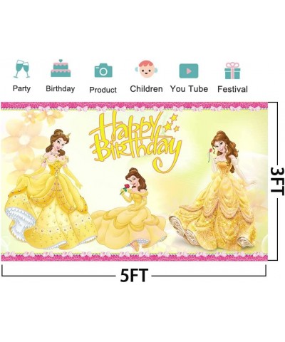 Yellow Princess Backdrop Birthday Party Supplies 5x3ft Beauty and The Beast Photo Backgrounds Princess Belle Theme Baby $15.0...