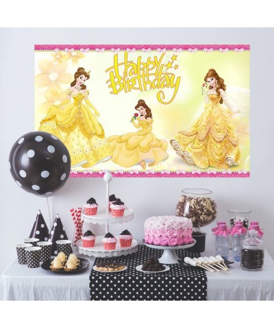 Yellow Princess Backdrop Birthday Party Supplies 5x3ft Beauty and The Beast Photo Backgrounds Princess Belle Theme Baby $15.0...