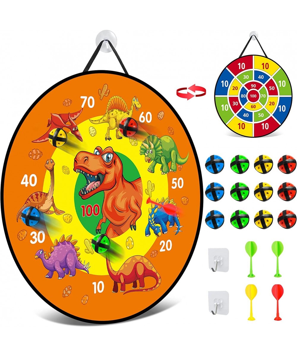 26''Dart Board Set for Kids Dinosaur Themed Double Sided with 12 Sticky Balls 4 Darts Indoor Outdoor Party Games Toys Toys fo...