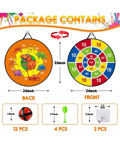 26''Dart Board Set for Kids Dinosaur Themed Double Sided with 12 Sticky Balls 4 Darts Indoor Outdoor Party Games Toys Toys fo...