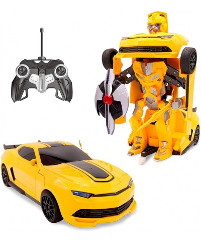 Kids RC Toy Sports Car Transforming Robot Remote Control with One Button Transformation Realistic Engine Sounds 360 Speed Dri...