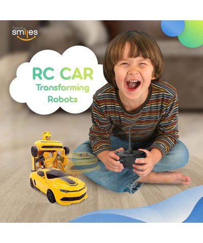 Kids RC Toy Sports Car Transforming Robot Remote Control with One Button Transformation Realistic Engine Sounds 360 Speed Dri...