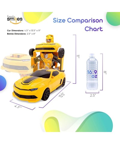 Kids RC Toy Sports Car Transforming Robot Remote Control with One Button Transformation Realistic Engine Sounds 360 Speed Dri...