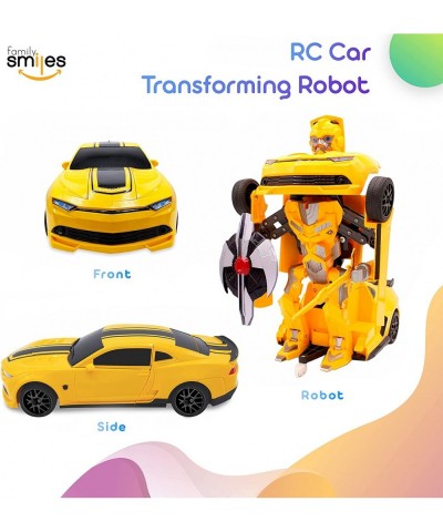 Kids RC Toy Sports Car Transforming Robot Remote Control with One Button Transformation Realistic Engine Sounds 360 Speed Dri...