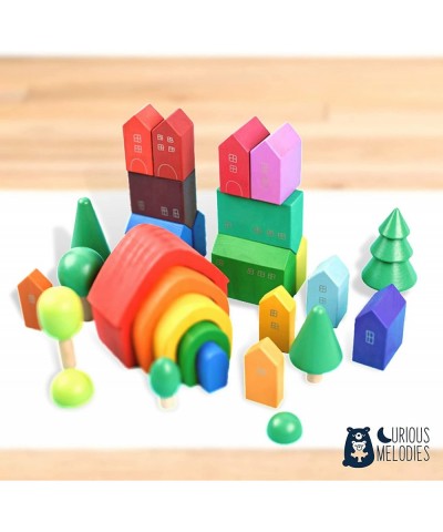 Wooden Toys | BlockWorlds Building Blocks - Little Village Houses | Nature Toy Block Sets $72.79 Toy Stacking Block Sets