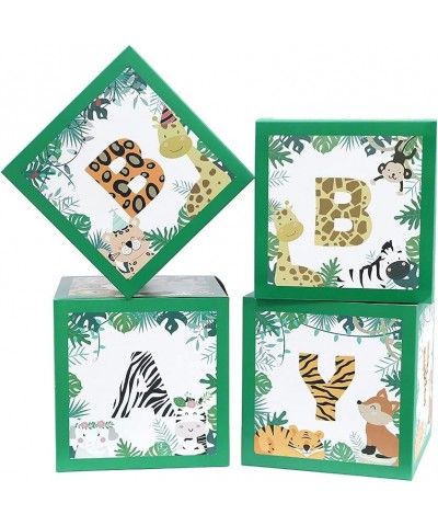 Baby Shower Safari Jungle Animal Box Set of 4 Baby Block Boxes for Gender Reveal Party Supplies Birthday Party Decorations Bo...