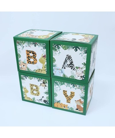 Baby Shower Safari Jungle Animal Box Set of 4 Baby Block Boxes for Gender Reveal Party Supplies Birthday Party Decorations Bo...