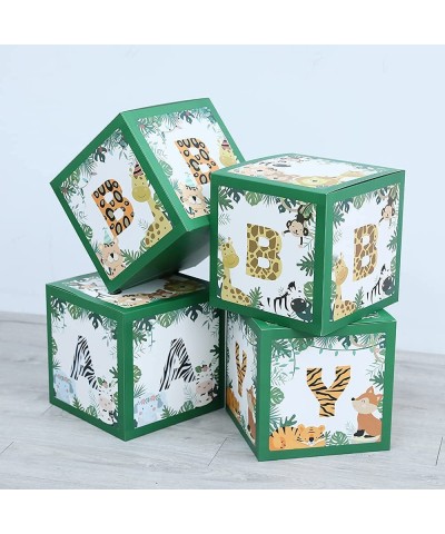 Baby Shower Safari Jungle Animal Box Set of 4 Baby Block Boxes for Gender Reveal Party Supplies Birthday Party Decorations Bo...