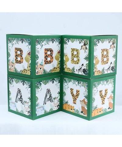 Baby Shower Safari Jungle Animal Box Set of 4 Baby Block Boxes for Gender Reveal Party Supplies Birthday Party Decorations Bo...