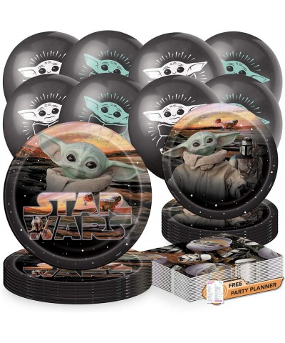 Disney Mandalorian Dinnerware Party Bundle | Baby Yoda Dinner & Dessert Plates Napkins Balloons | Star Wars Kids Birthday $27...