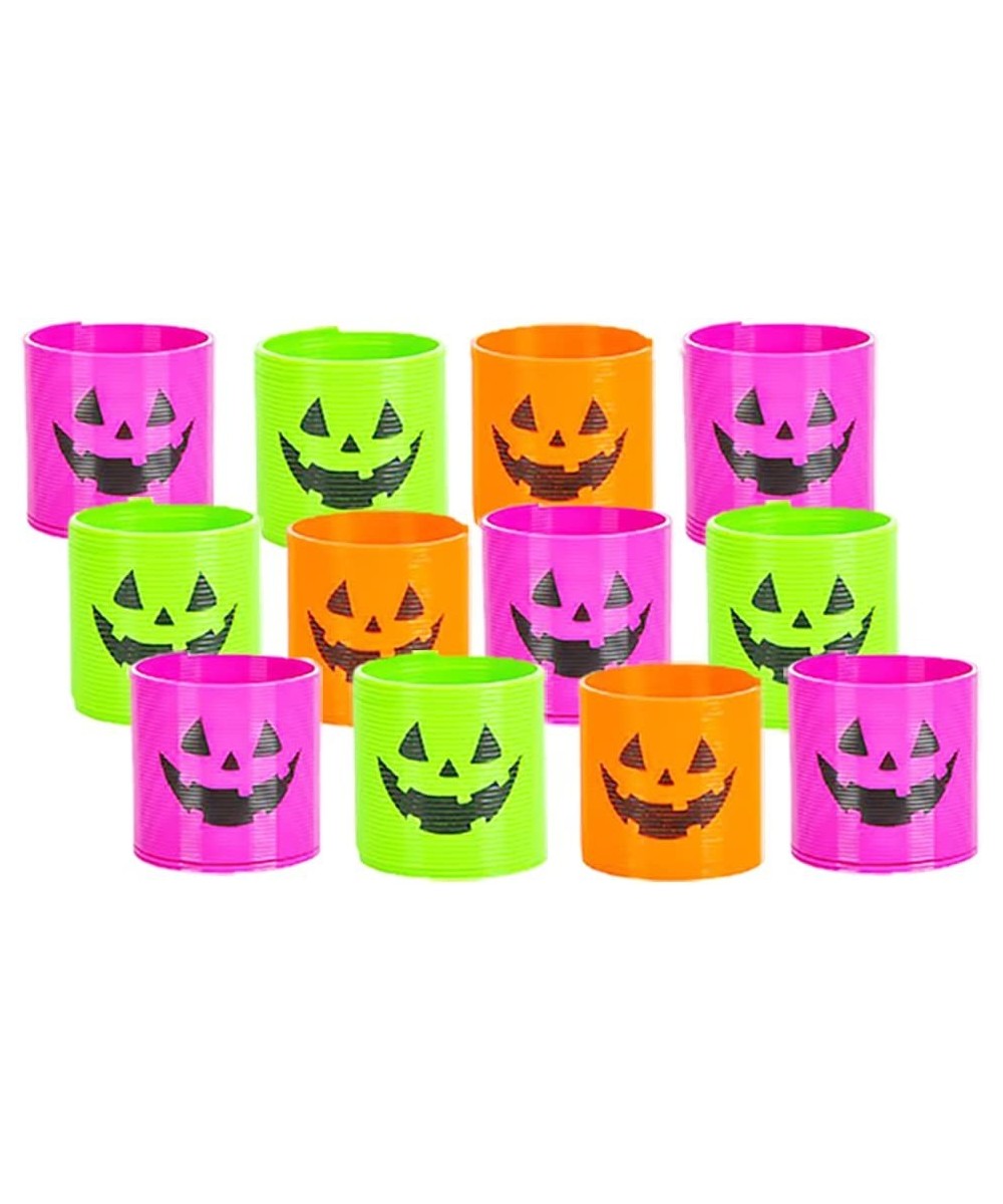 Halloween Coil Spring Jack-O-Lantern Circle Shaped Coils Neon Colors Magic Spring Toy Party Favor for Kids 1.4" (35mm) (12-Pa...