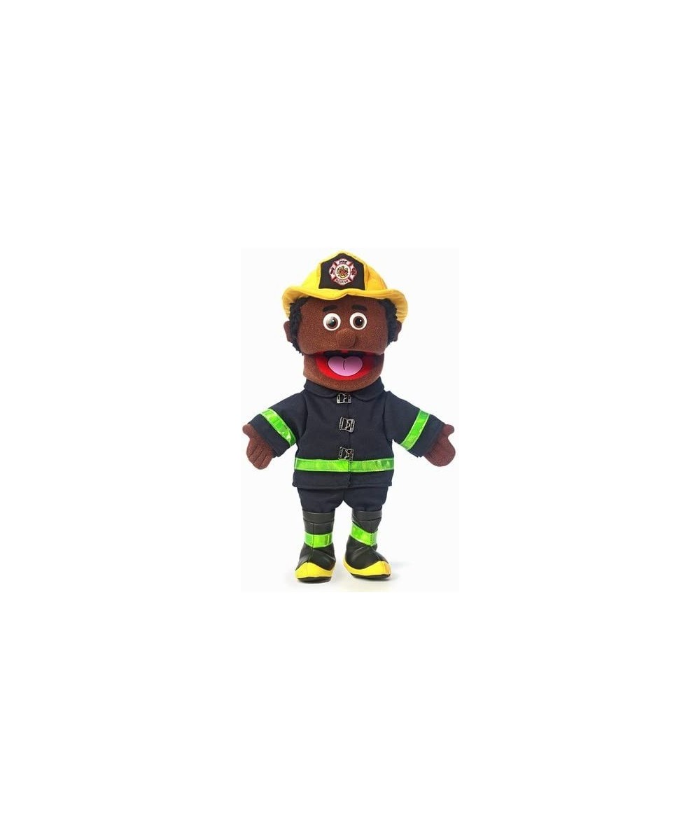 14" Fireman Black Male Hand Puppet $51.32 Plush Puppets