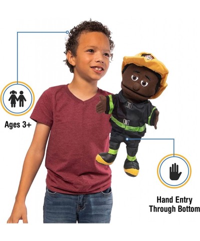 14" Fireman Black Male Hand Puppet $51.32 Plush Puppets