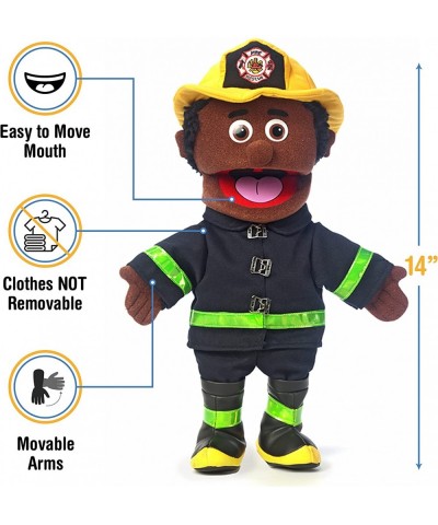 14" Fireman Black Male Hand Puppet $51.32 Plush Puppets