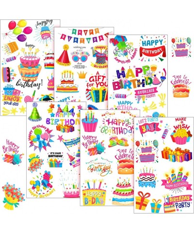 6 Sheets Birthday Stickers Colorful Happy Birthday Stickers for Kids Self Adhesive Birthday Card Stickers Cake Birthday Stick...