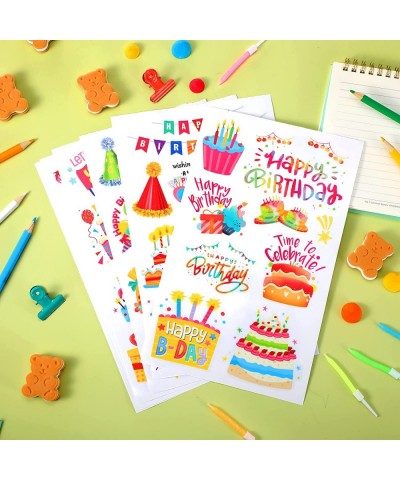 6 Sheets Birthday Stickers Colorful Happy Birthday Stickers for Kids Self Adhesive Birthday Card Stickers Cake Birthday Stick...