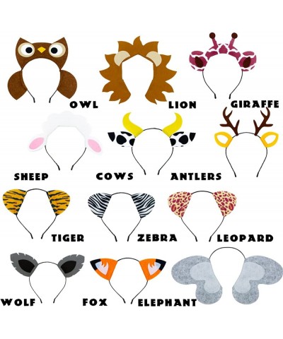 12 Pack Jungle Animal Headbands Plush Animal Headbands Zoo Animal Hair Hoop for Kids & Adults Themed Parties Supplies Wild On...