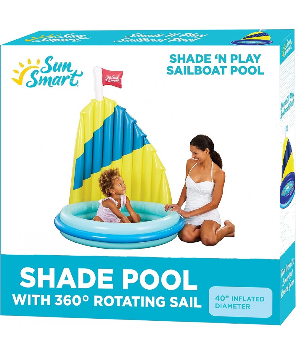 Shade 'N Play Sailboat Kiddie Pool - Inflatable Splash and Play Pool with Removable Rotating Shade Sail $19.05 Swimming Pool ...