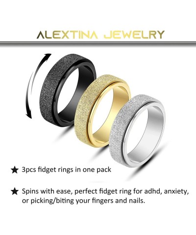 Anxiety Ring for Women Men Fidget Rings - 6mm 8mm Stainless Steel Spinner Rings for Anxiety Relief Items for Women Kids Silve...