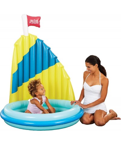 Shade 'N Play Sailboat Kiddie Pool - Inflatable Splash and Play Pool with Removable Rotating Shade Sail $19.05 Swimming Pool ...