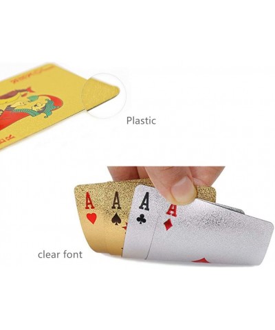 2 Pack Gold Playing Cards Diamond Plastic Silver Playing Cards Waterproof Poker Cards Highly Flexible Gold Foil Cards(Gold+Si...