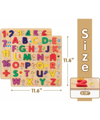 Wooden Puzzles for Toddlers 2 in 1 Wooden Peg Puzzle Set Wooden Alphabet ABC Number Shape Puzzles Board Toddler Preschool Lea...