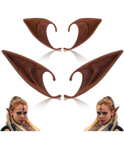 2 Pairs Brown Cosplay Elf Fairy Pixie Ears 4pcs Pointy Ears for Halloween Renaissance LARP Masquerade Accessories Anime Party...