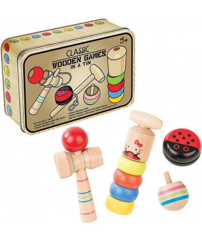 Loftus SW-0249 4 Pc Classic Wooden Games in A Tin Set 6 inches Long Brown $20.66 Early Development & Activity Toys