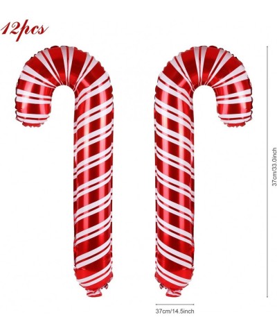 12 Pack of Christmas Candy Cane Foil Balloons for Holiday Decoration 33-inch $17.07 Kids' Party Decorations