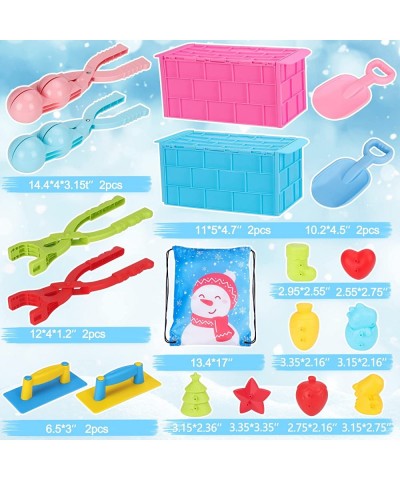 Snow Toys 27 PCS Snowball Maker Winter Snow Toys Kit with Various Snow Molds Snowball Clip Snow Brick Mold with Storage Bag f...