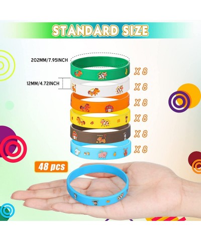 48 Pieces Farm Animal Print Rubber Bracelets Wristbands Cute Farm Animal Wristbands Cartoon Silicone Bracelets for Kids Farm ...