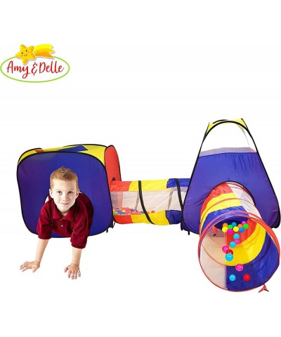 Pop up Play Tent with Tunnel - Kids Indoor / outdoor Playhouse tent and crawl tunnel - 4 piece play hut climbing fort & Ball ...