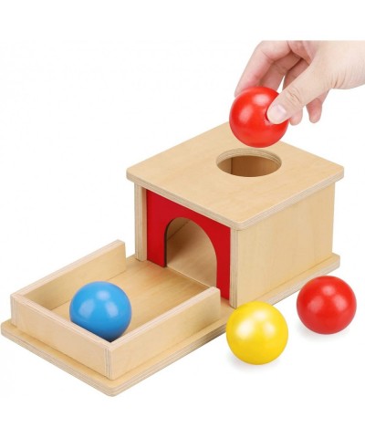 Object Permanence Box with Tray and 3 Balls Montesorri Toys 6-12 Months Ball Drop Toy Box Wooden Baby Montessori Toys for Bab...