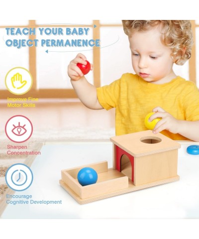 Object Permanence Box with Tray and 3 Balls Montesorri Toys 6-12 Months Ball Drop Toy Box Wooden Baby Montessori Toys for Bab...