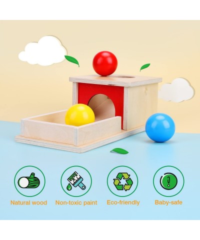 Object Permanence Box with Tray and 3 Balls Montesorri Toys 6-12 Months Ball Drop Toy Box Wooden Baby Montessori Toys for Bab...