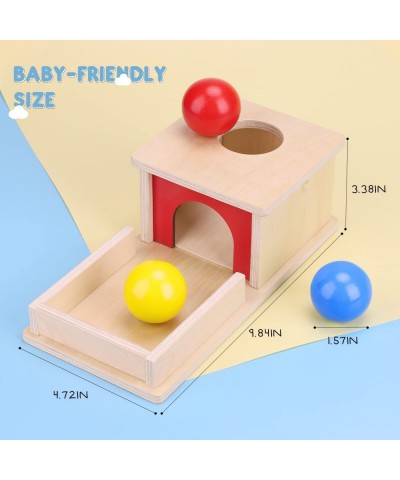 Object Permanence Box with Tray and 3 Balls Montesorri Toys 6-12 Months Ball Drop Toy Box Wooden Baby Montessori Toys for Bab...