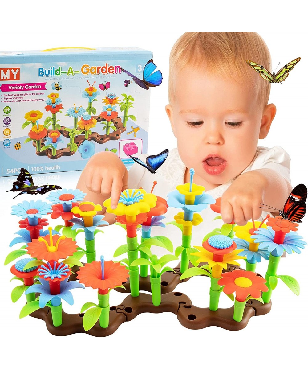 Flower Garden Building Toys 54PCS Stem Toy Educational Stacking Game Playset Gardening Pretend Gift for Girls $24.69 Toy Gard...