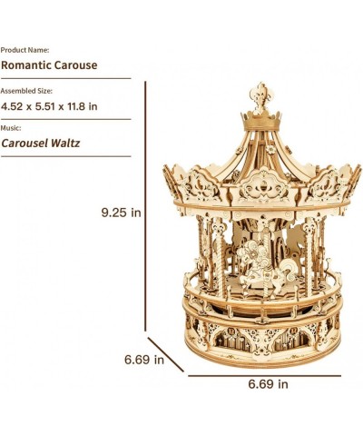 3D Wooden Puzzles Construction Model Kit to Build DIY Music Box Building Kits Rotating Merry-Go-Round (Romantic Carousel) $49...