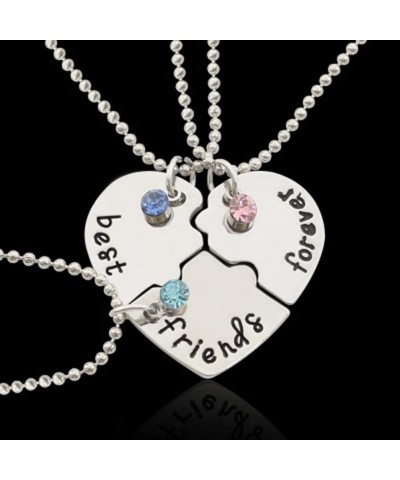 Friendship Necklace Best Friends Forever Necklace Engraved Puzzle Friendship Pendant Necklaces Set Silver $16.82 Kids' Dress-...