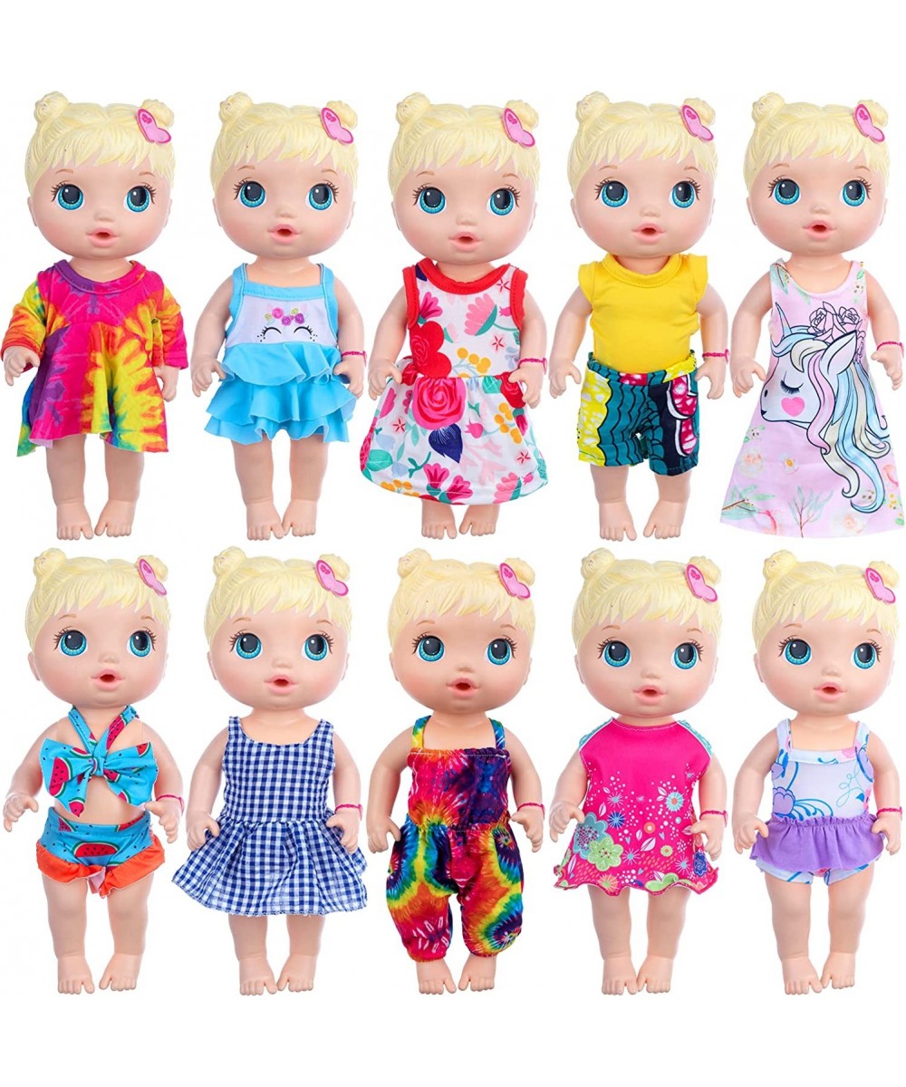 10 Sets Alive Baby Doll Clothes and Accessories Fit 12-14 Inch Baby Girl Doll Set Included Dresses T-Shirts Pants Jumpsuit Sw...