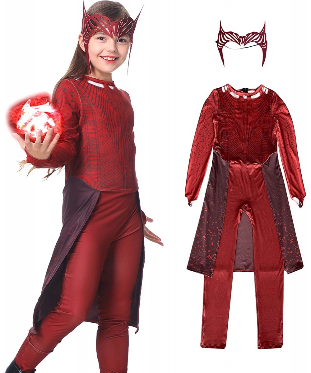 Maximoff Red Witch Costume with Headpiece for Kids Superhero Jumpsuit Costume Halloween Cosplay Costume for Girls $49.71 Kids...