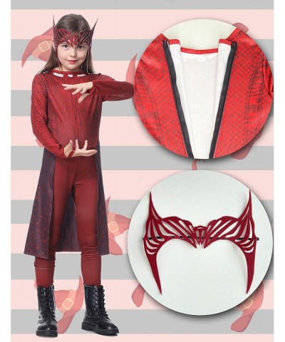 Maximoff Red Witch Costume with Headpiece for Kids Superhero Jumpsuit Costume Halloween Cosplay Costume for Girls $49.71 Kids...