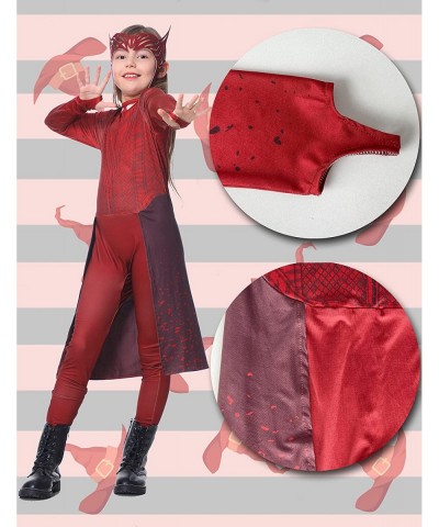 Maximoff Red Witch Costume with Headpiece for Kids Superhero Jumpsuit Costume Halloween Cosplay Costume for Girls $49.71 Kids...