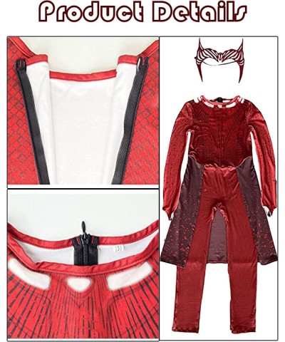 Maximoff Red Witch Costume with Headpiece for Kids Superhero Jumpsuit Costume Halloween Cosplay Costume for Girls $49.71 Kids...