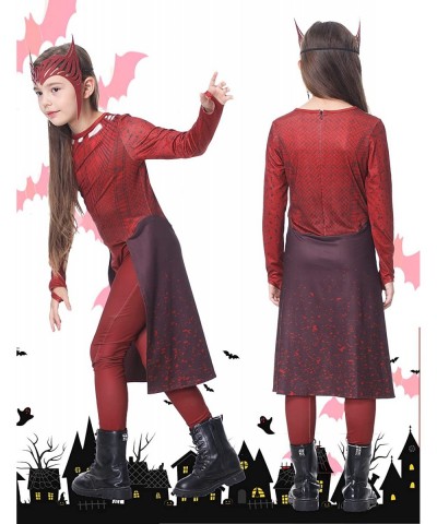 Maximoff Red Witch Costume with Headpiece for Kids Superhero Jumpsuit Costume Halloween Cosplay Costume for Girls $49.71 Kids...