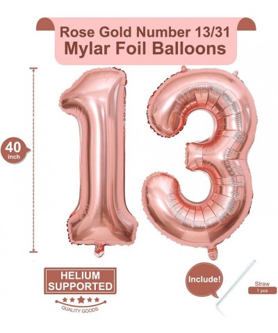 40 Inch Rose Gold 13 Number Balloons Giant Jumbo Huge 13 or 31 Foil Mylar Helium Number Digital Balloons Rose Gold Birthday M...